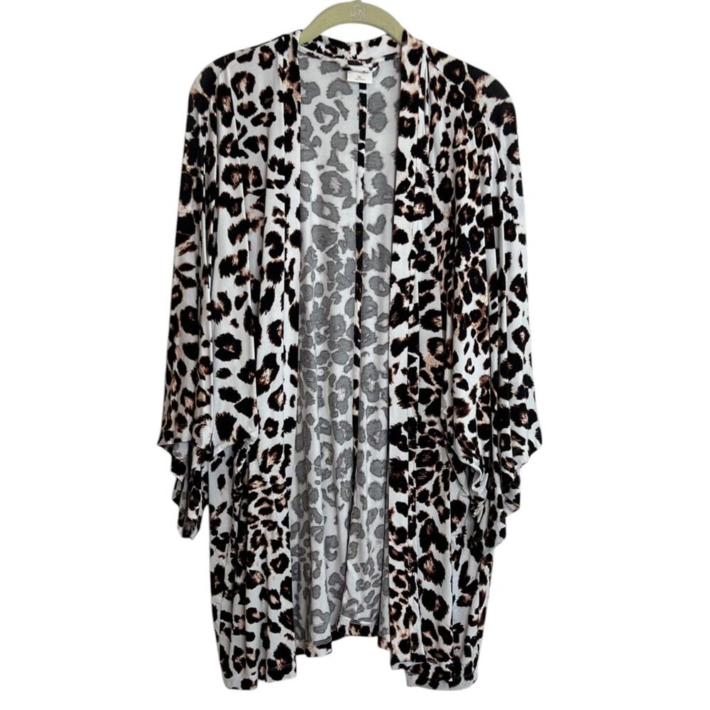 Soma Womens Open Front Kimono Robe XL Leopard Print Super Soft Rayon Spandex